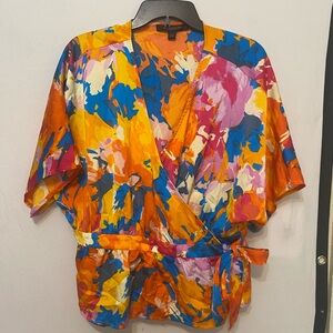 Vibrant Multicolor Wrap Blouse